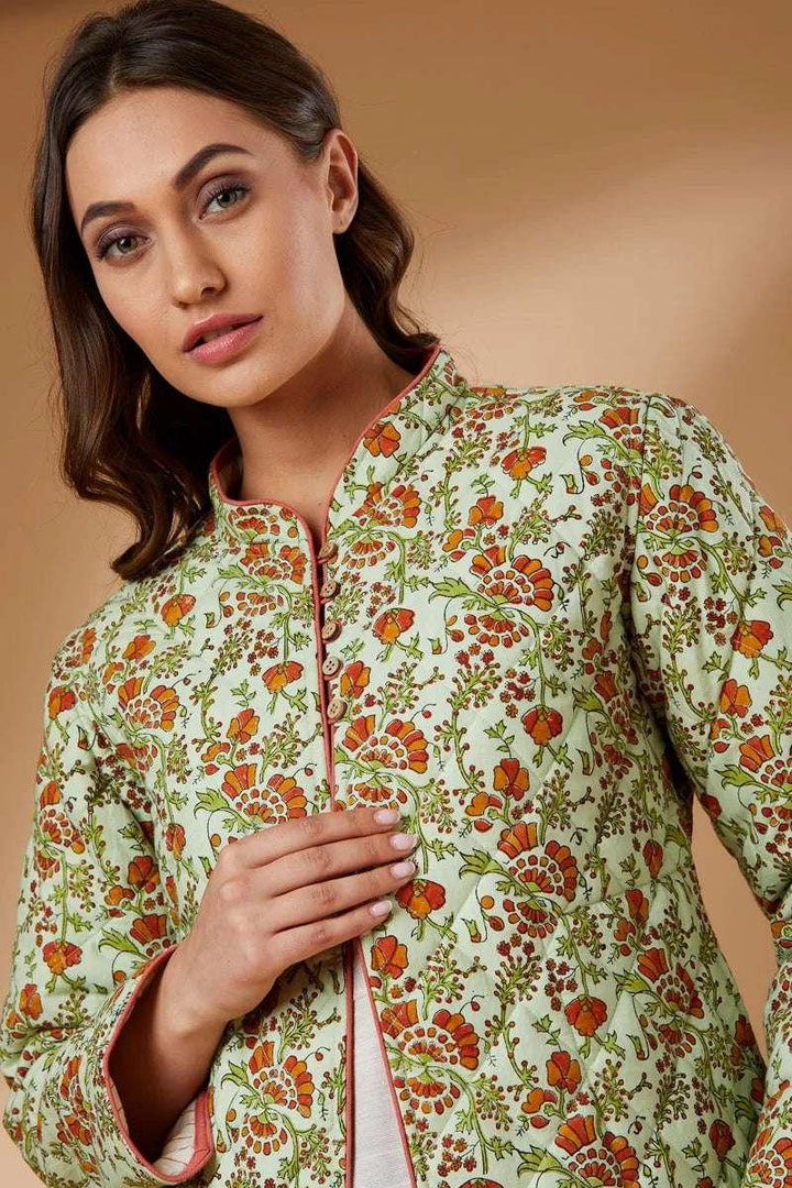 Block printed short coat – Cotton - Shikha Malik