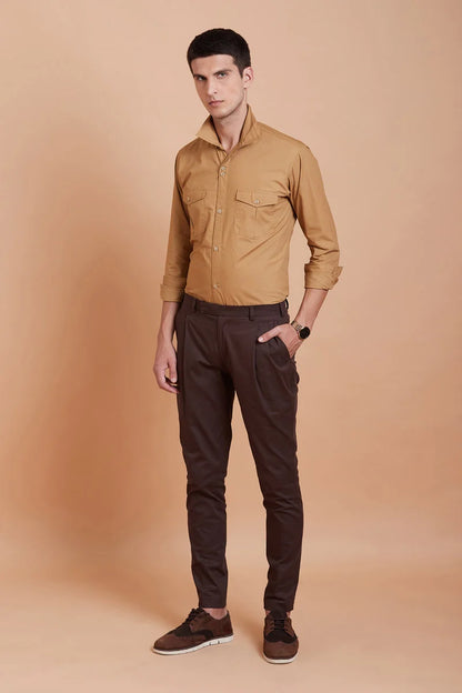 Brown Pleated Trouser