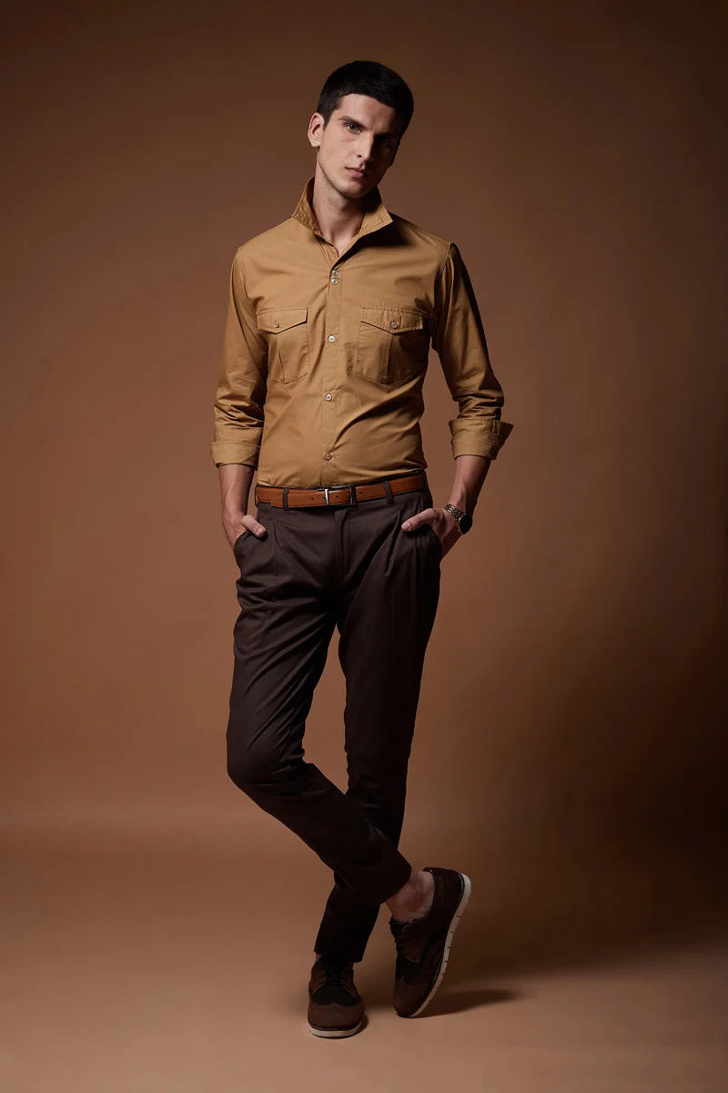 Brown Pleated Trouser