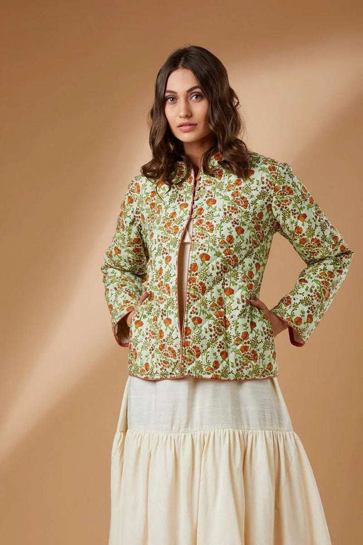 Block printed short coat – Cotton - Shikha Malik