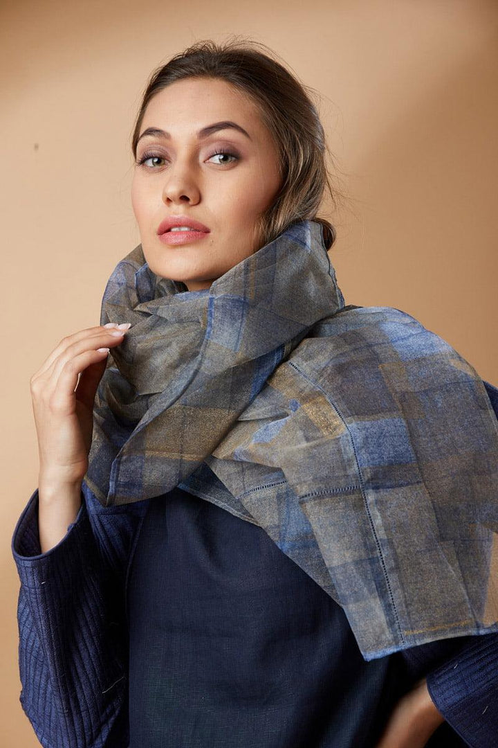 Mid Night Sky- Block Printed Scarf - Shikha Malik