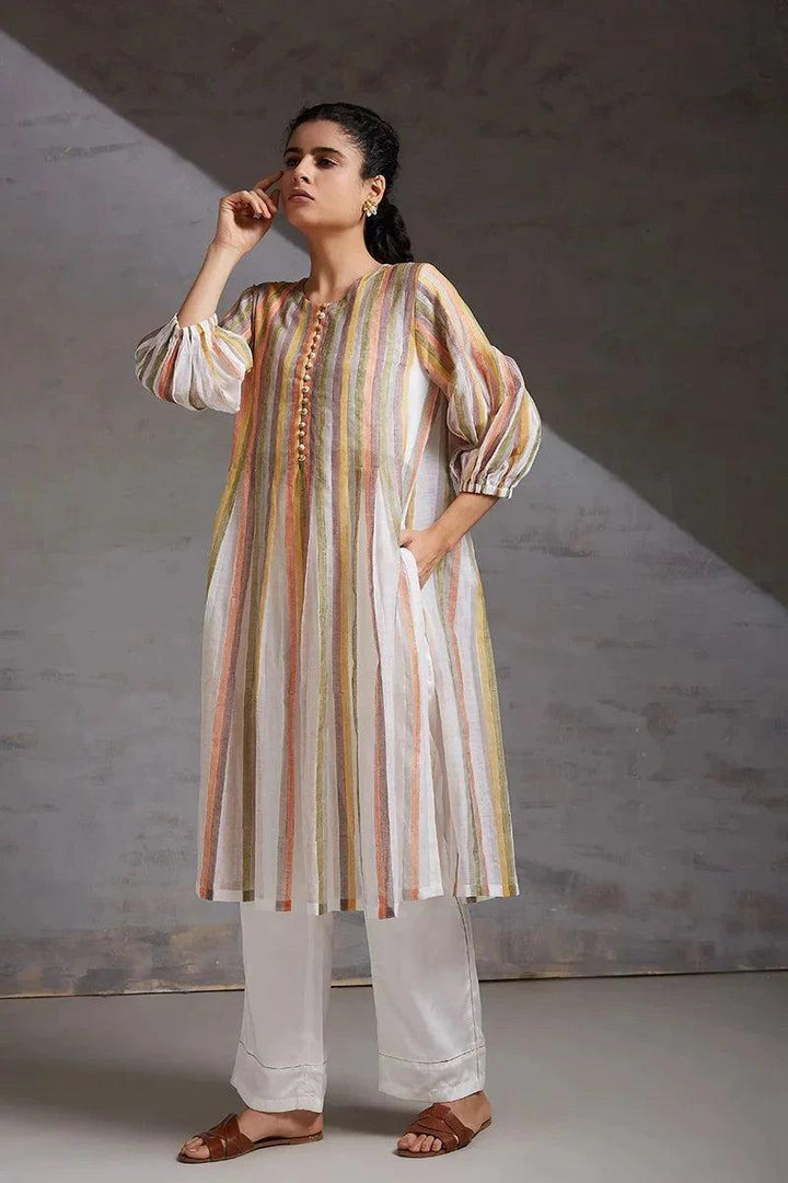 Lehar White Co Ord Set - Silk Chanderi - Shikha Malik